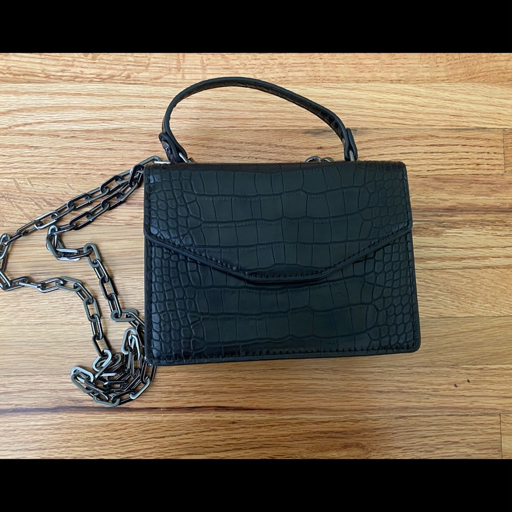 Deux Lux Double sided Croc embossed top handle bag
